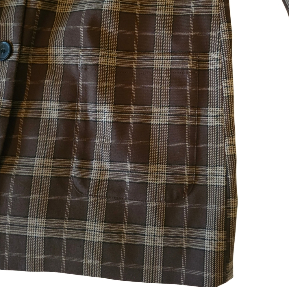 Treasure & Bond Brown Plaid Blazer Button Front Small - Picture 5 of 5